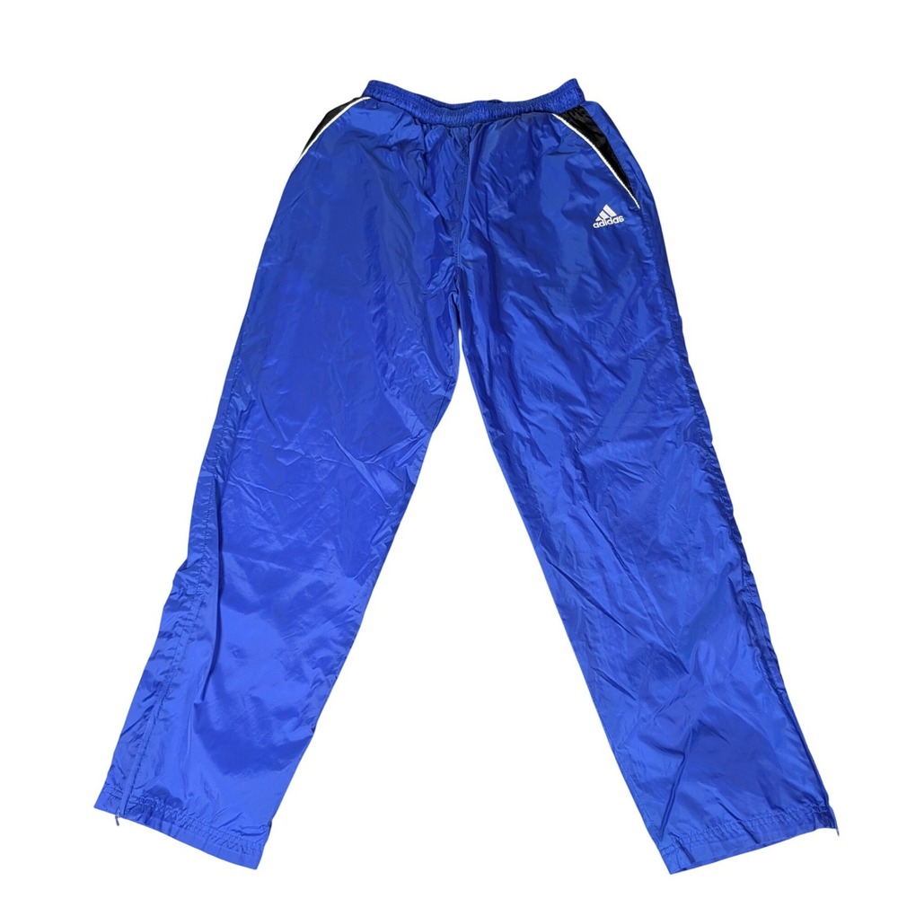 Adidas Team Vintage Nylon Wind Pants Royal Blue Track Pants Embroidered Logo M